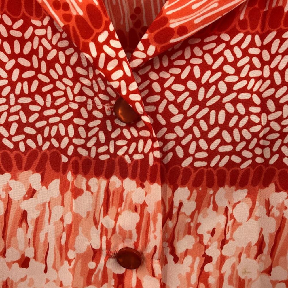 Pykettes Vintage Blouse Red Buttonup Large Long S… - image 5